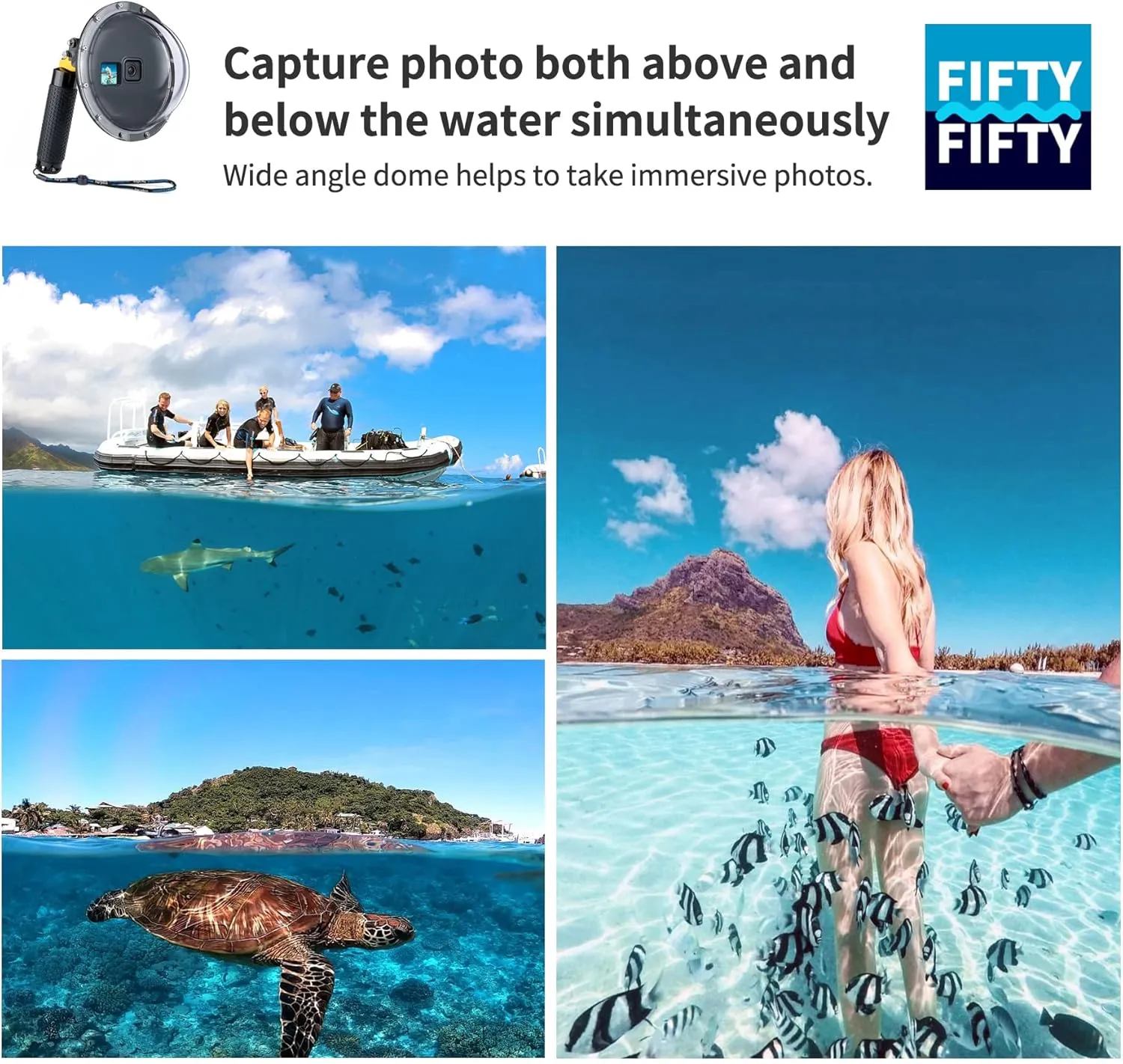 Underwater Dome Port for GoPro Hero 13 12 11 10 9 Black, 147ft Diving Dome with Waterproof Case, Floating Hand Grip, Trigger for Go Pro 9 10 11 12 13 Underwater Photography