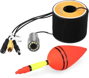 Underwater Fish Finder Camera, 1200TVL High Resolution, Stainless Steel Housing, Waterproof, Night with 12 LED Lights, for Underwater Exploration, Lake Ocean Ice Fishing