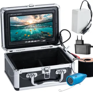 Underwater Fishing Camera 7 inch HD LCD Monitor Fish Finder, 12pcs Infrared Lights Night Vision, Waterproof Fishing Camera for Ice Lake Boat Sea Kayak Fishing