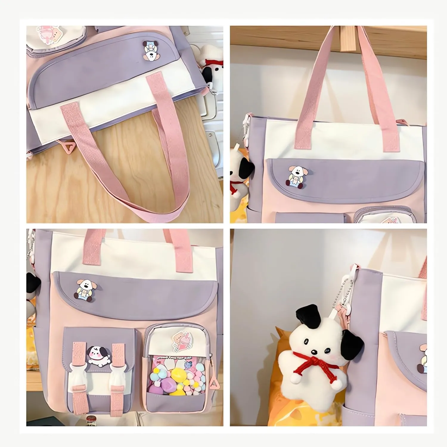 UNICOLD Kawaii Shoulder Bag With Cute Accessories Large Capacity Women's Aesthetic Crossbody Bag (Blue)