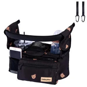 Universal Stroller Organizer with Insulated Cup Holder, Detachable Bag, Shoulder Strap, Fits Strollers like Uppababy, Baby Jogger, Britax Pet