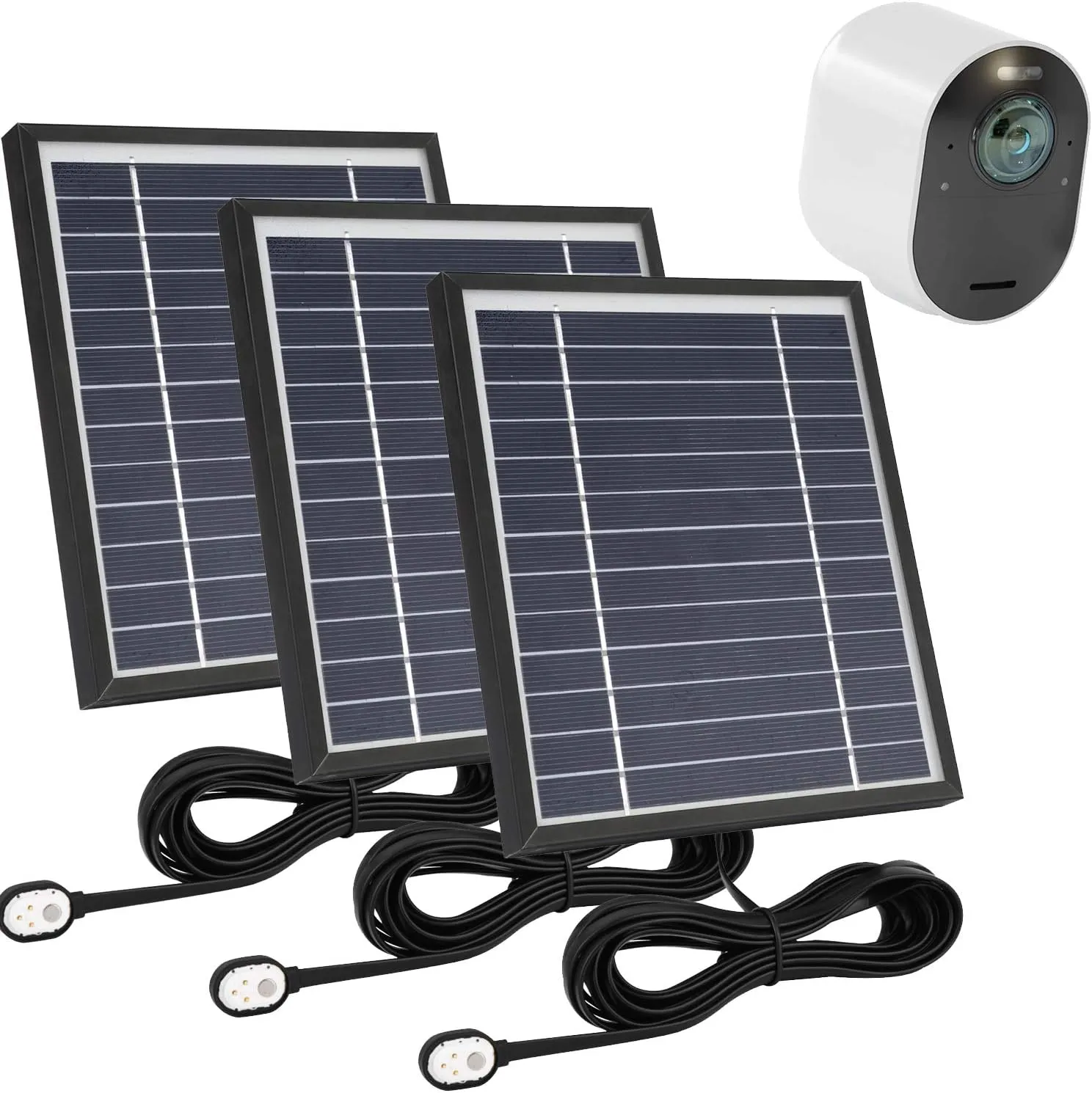 Uogw 3 Pack Solar Panel Charger for Arlo Ultra/Pro 4/5S 2K/Go 2, with 11.5ft Waterproof Magnetic Charging Cable, Adjustable Mount - Black