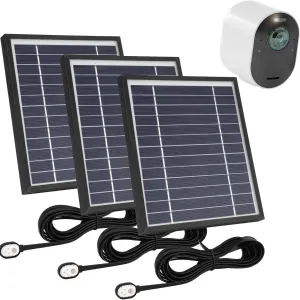 Uogw 3 Pack Solar Panel Charger for Arlo Ultra/Pro 4/5S 2K/Go 2, with 11.5ft Waterproof Magnetic Charging Cable, Adjustable Mount - Black