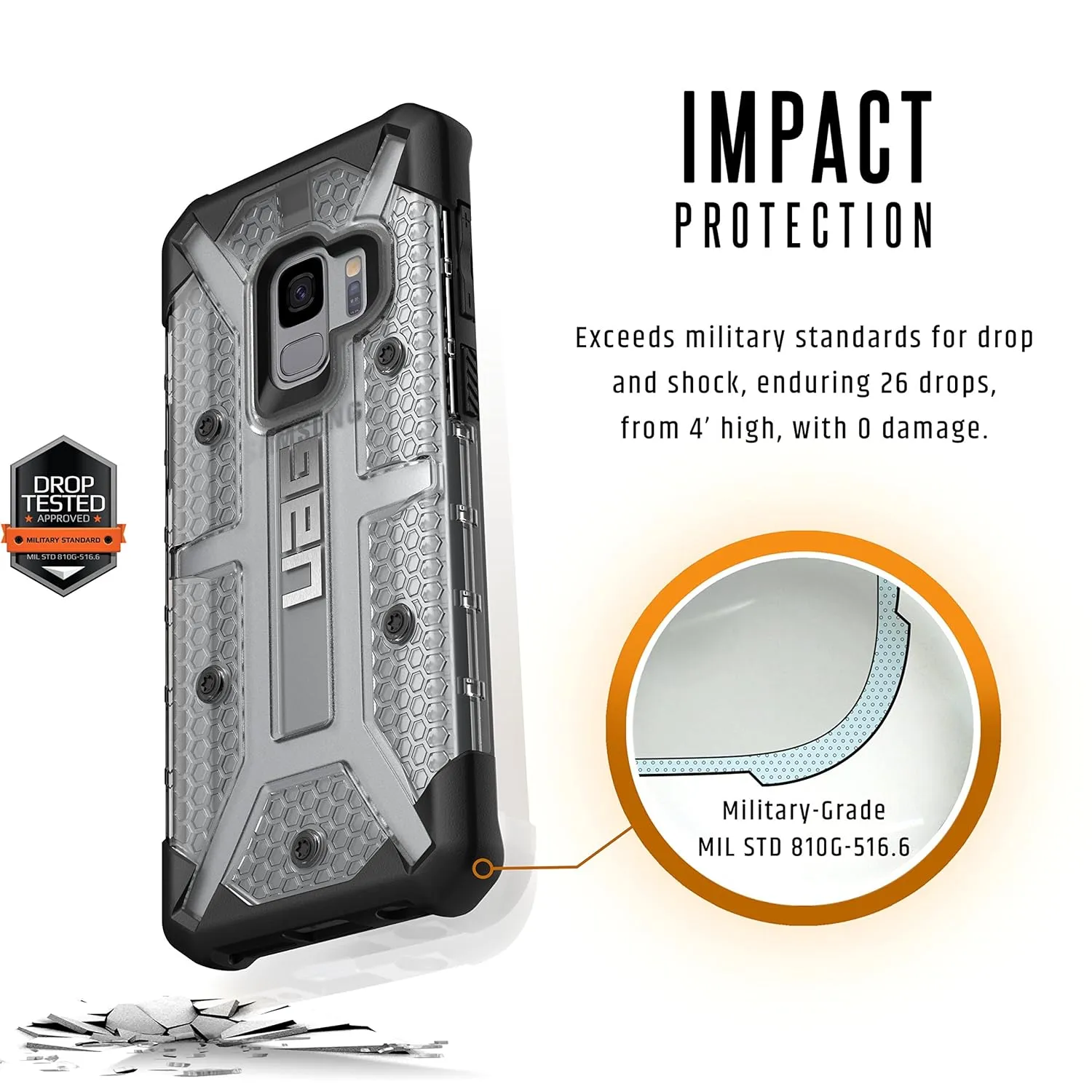URBAN ARMOR GEAR UAG Designed for Samsung Galaxy S9 [5.8-inch Screen] Plasma Feather-Light Rugged [Ice] Military Drop Tested Phone Case