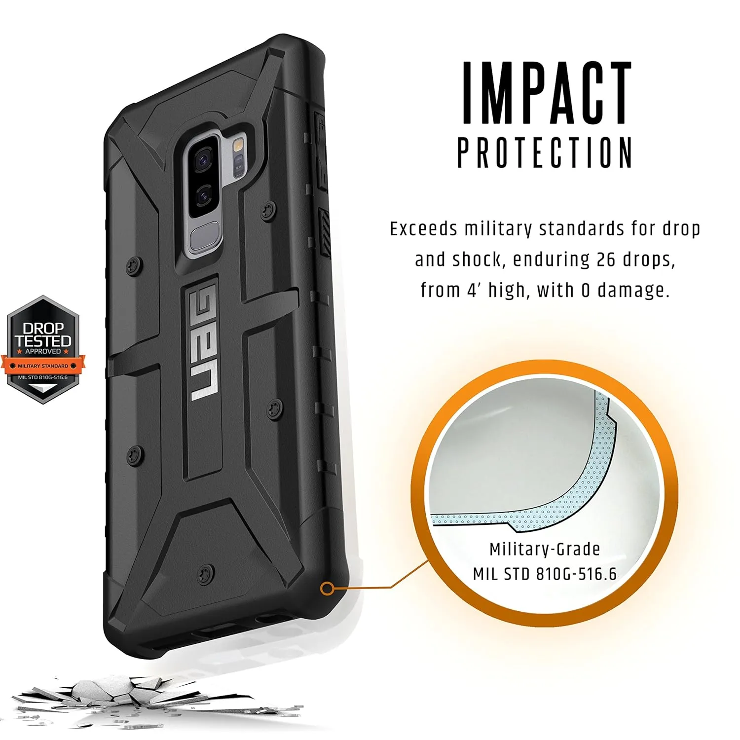 URBAN ARMOR GEAR UAG Designed for Samsung Galaxy S9 Plus [6.2-inch Screen] Pathfinder Feather-Light Rugged [Black] Military Drop Tested Phone Case