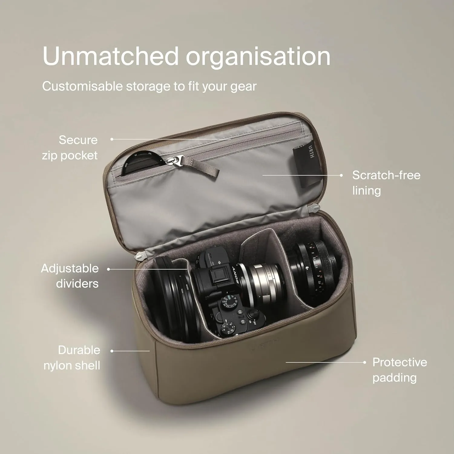 Urth Arkose Camera Insert Bag – for DSLR Camera and Lens, Weatherproof   Recycled