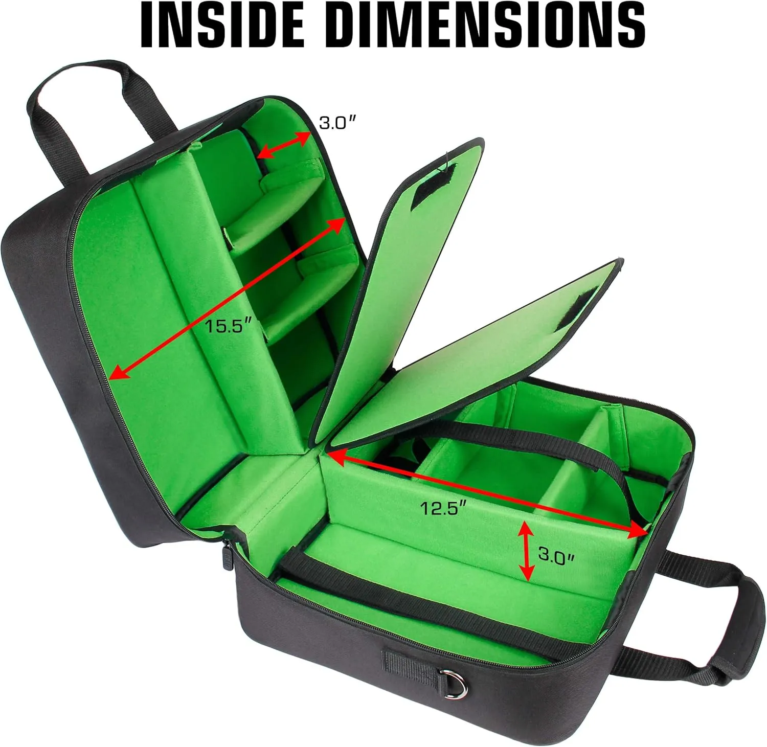 USA GEAR Audio Mixer Case - DJ Mixer Travel Bag with Customizable Interior & Water Resistant Exterior Compatible with Behringer Q1202USB, Mackie ProFX8v2, Yamaha MG10XU & More - Green