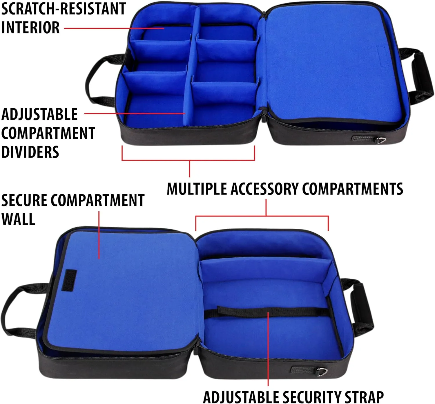 USA Gear Audio Mixer Case - Podcast Mixer Travel Case with Scratch-Resistant Interior & Customizable Storage - Compatible with RODECaster Pro, RODECaster Pro II, Microphones and More Equipment (Blue)