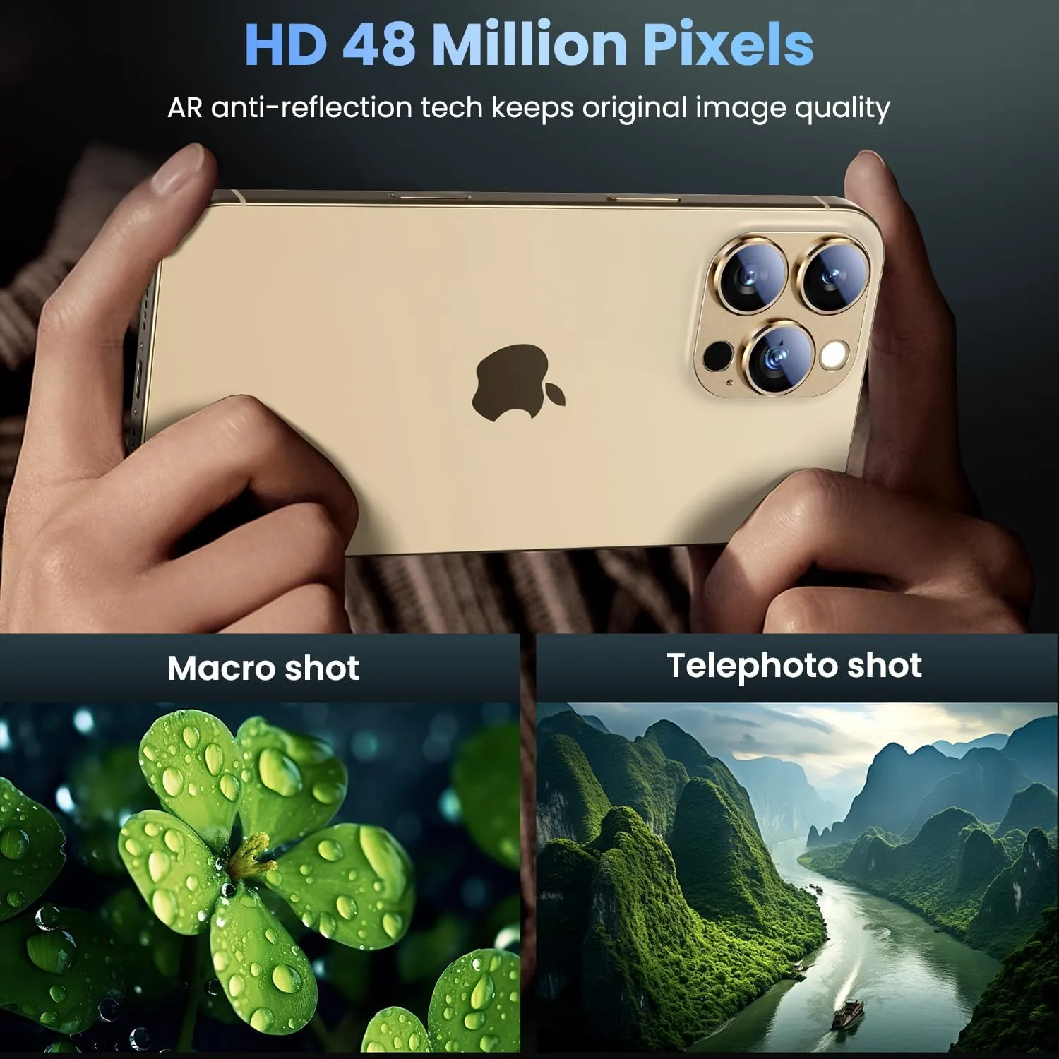 Uyiton Compatible with iPhone 16 Pro/iPhone 16 Pro Max Camera Lens Protector - [Not Easy to Break][Strong Adsorption][Case-Friendly] Metal Tempered Glass Rear Camera Screen Cover - Desert Titanium