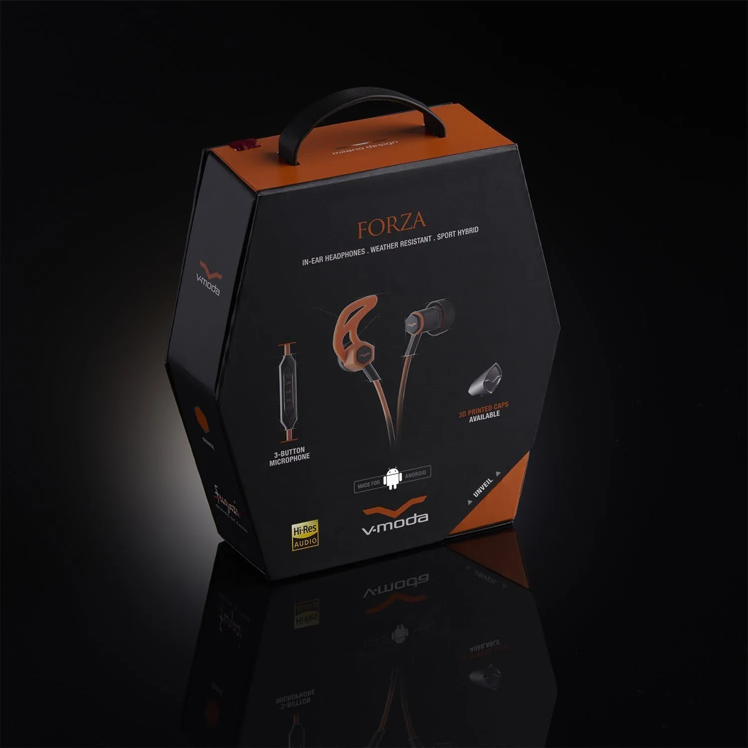 V-MODA Forza In-Ear Hybrid Sport Headphones with 3-Button Remote & Microphone - Samsung and Android Devices, Orange