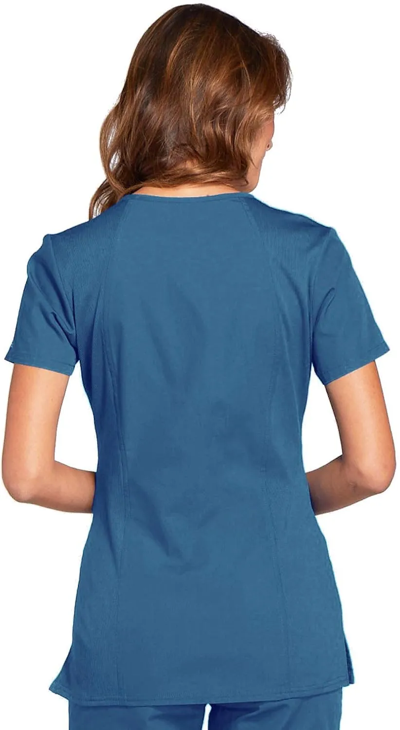 V-Neck Womens Scrubs Top Workwear Originals with Rib-Knit Back Panels WW645