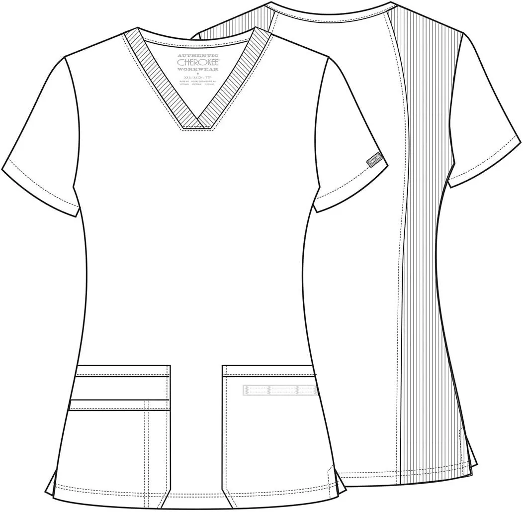 V-Neck Womens Scrubs Top Workwear Originals with Rib-Knit Back Panels WW645