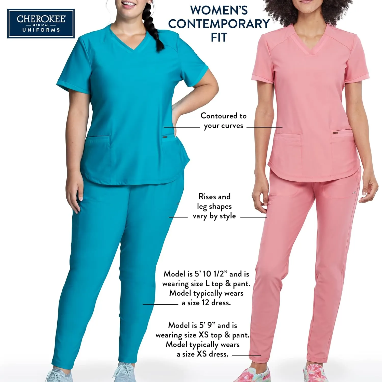 V-Neck Womens Scrubs Top Workwear Originals with Rib-Knit Back Panels WW645
