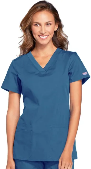 V-Neck Womens Scrubs Top Workwear Originals with Rib-Knit Back Panels WW645