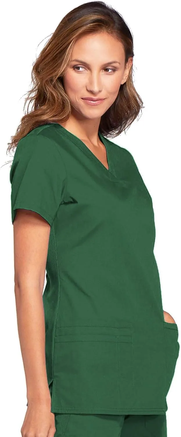 V-Neck Womens Scrubs Top Workwear Originals with Rib-Knit Back Panels WW645