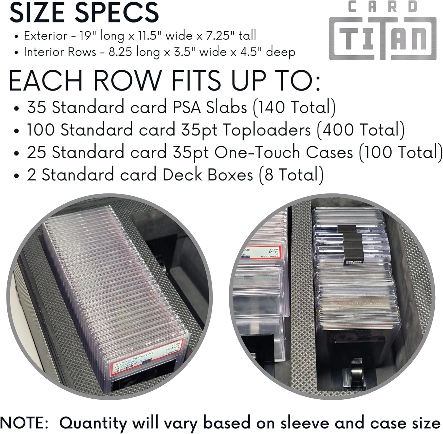 Vault Trading Card Storage Box - Lockable Sports Cards Hard Case with Spring-Loaded Pushers for Top Loaders & Graded Cards - 4 Row