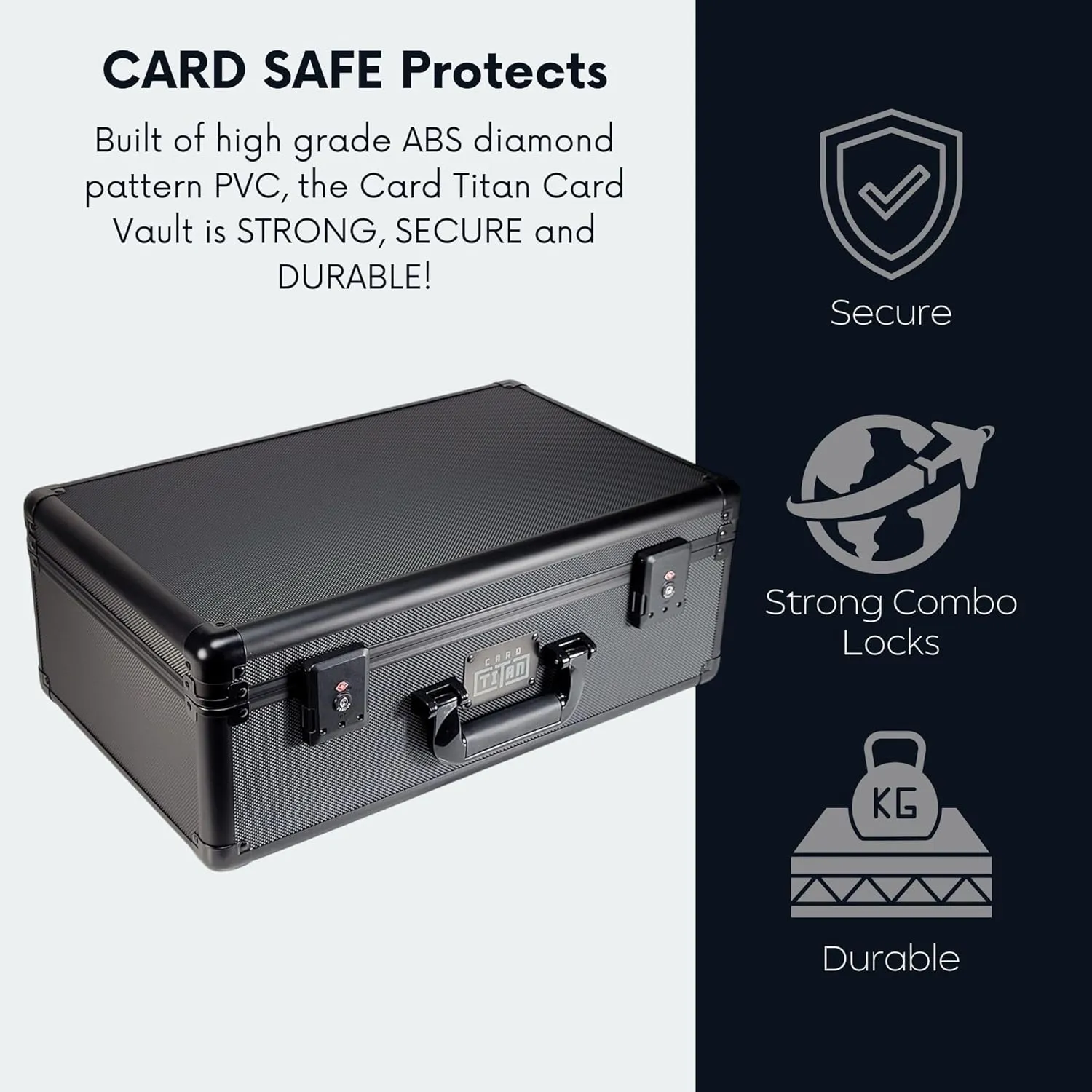 Vault Trading Card Storage Box - Lockable Sports Cards Hard Case with Spring-Loaded Pushers for Top Loaders & Graded Cards - 4 Row