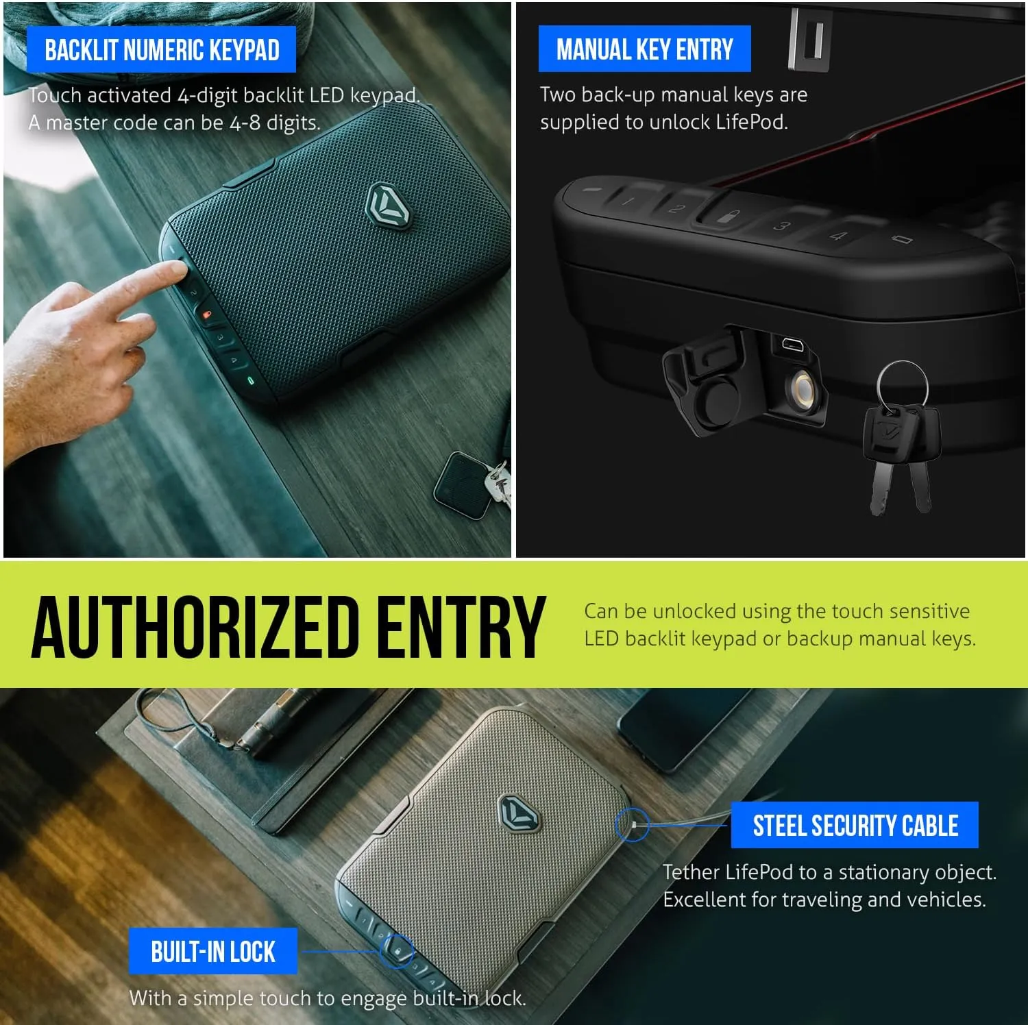 Vaultek Colion Noir Edition LifePod Rugged and Portable Electronic Safe with Keypad