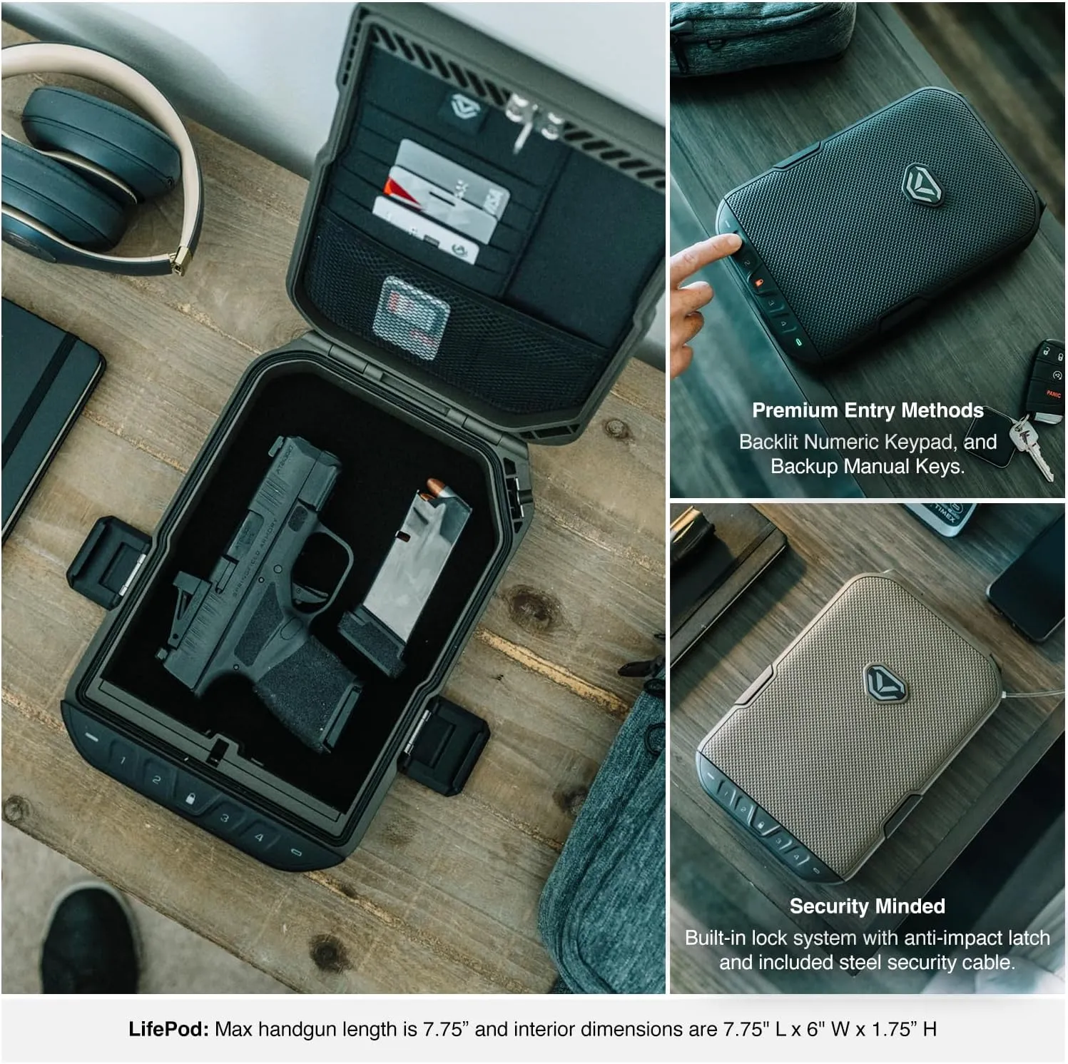 Vaultek Colion Noir Edition LifePod Rugged and Portable Electronic Safe with Keypad