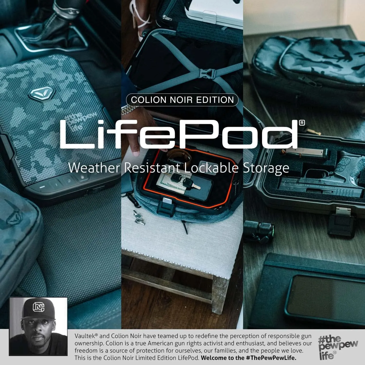 Vaultek Colion Noir Edition LifePod Rugged and Portable Electronic Safe with Keypad