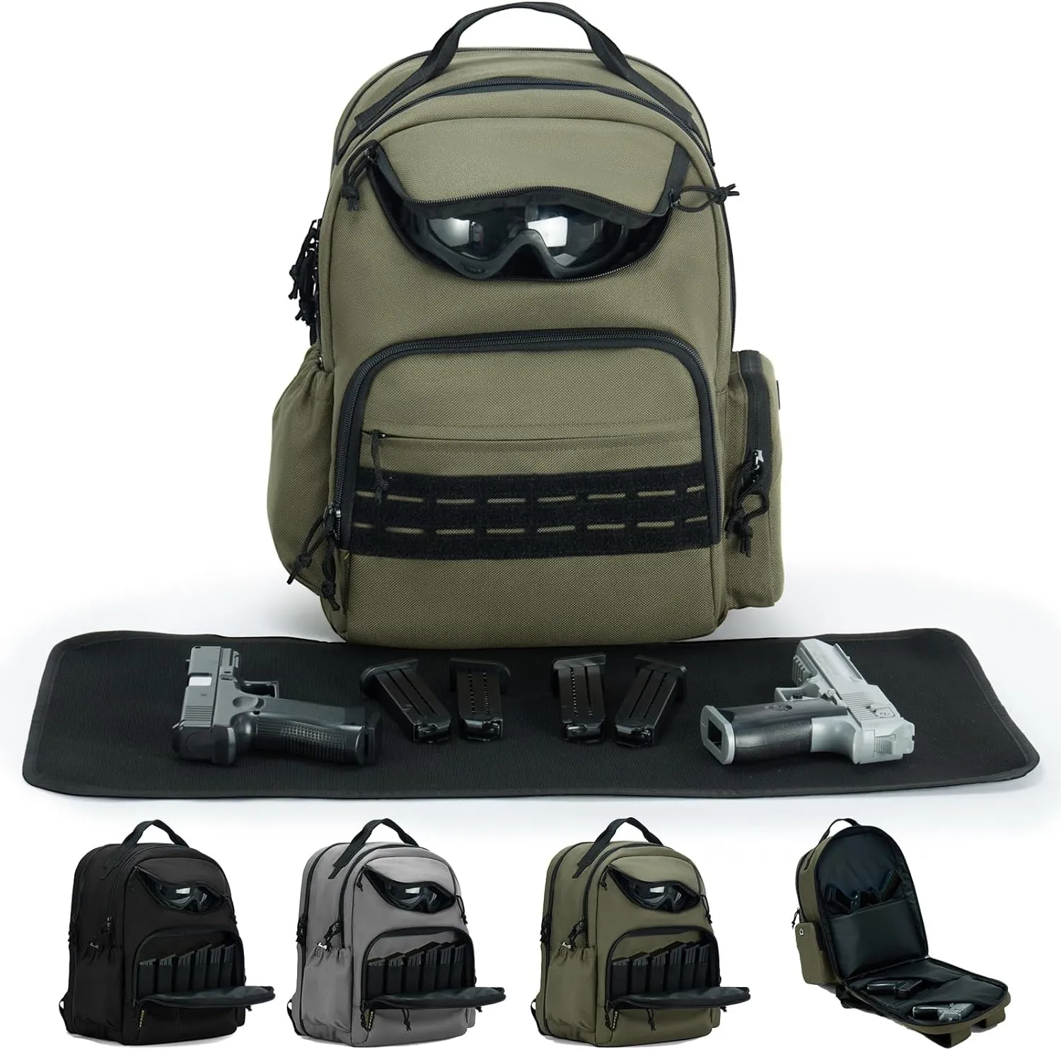 VEAGIA Range Backpack Pistol Range Bag For Handguns And Ammo Gun Cases Pistol Bags With Lockable Explosion-Proof Zippers