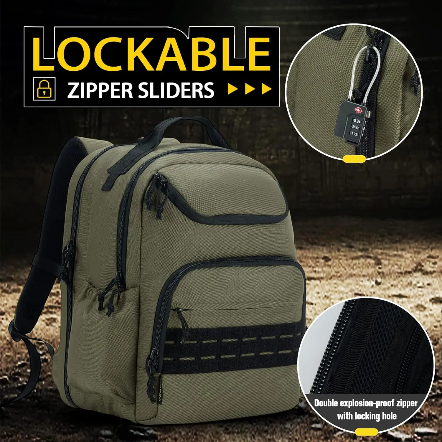 VEAGIA Range Backpack Pistol Range Bag For Handguns And Ammo Gun Cases Pistol Bags With Lockable Explosion-Proof Zippers