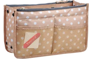 Vercord Updated Purse Handbag Organizer Insert Liner Bag in Bag 13 Pockets Beige Dot Small