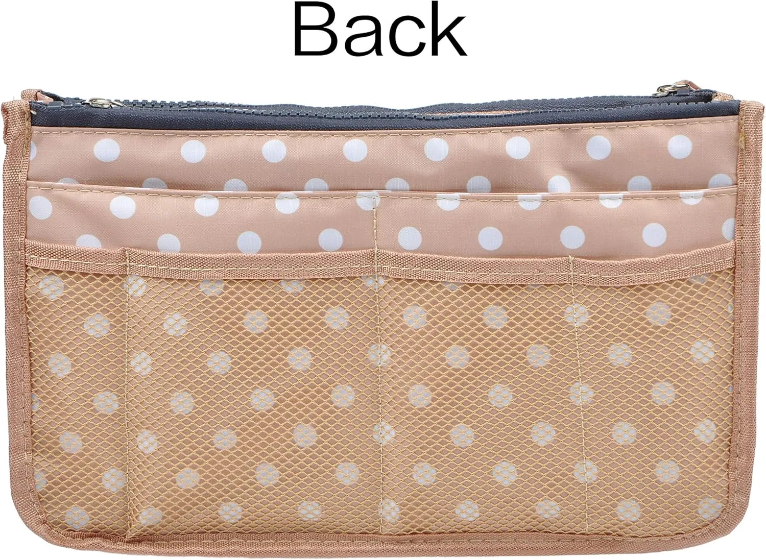 Vercord Updated Purse Handbag Organizer Insert Liner Bag in Bag 13 Pockets Beige Dot Small