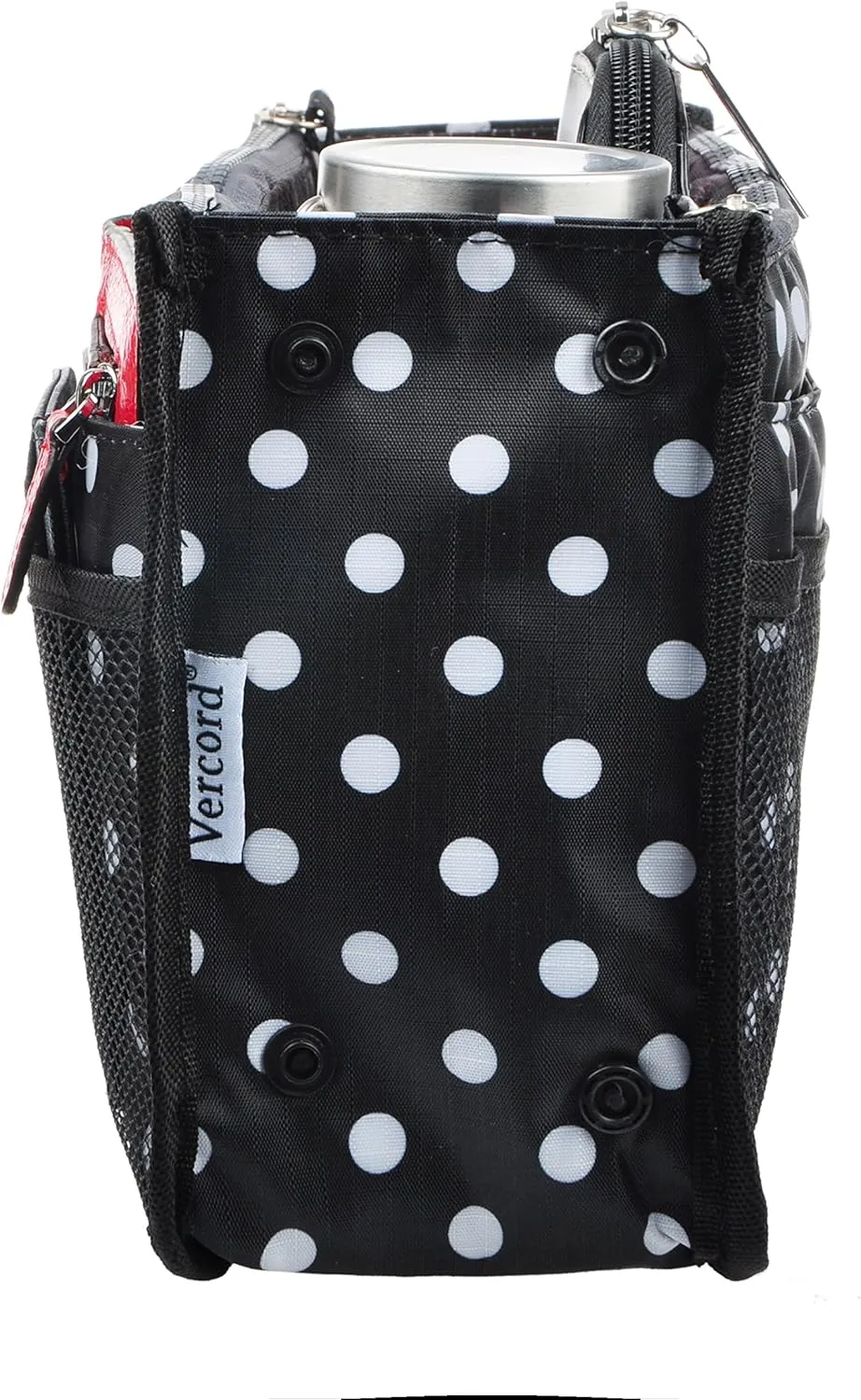 Vercord Updated Purse Handbag Organizer Insert Liner Bag in Bag 13 Pockets Black Dot Small