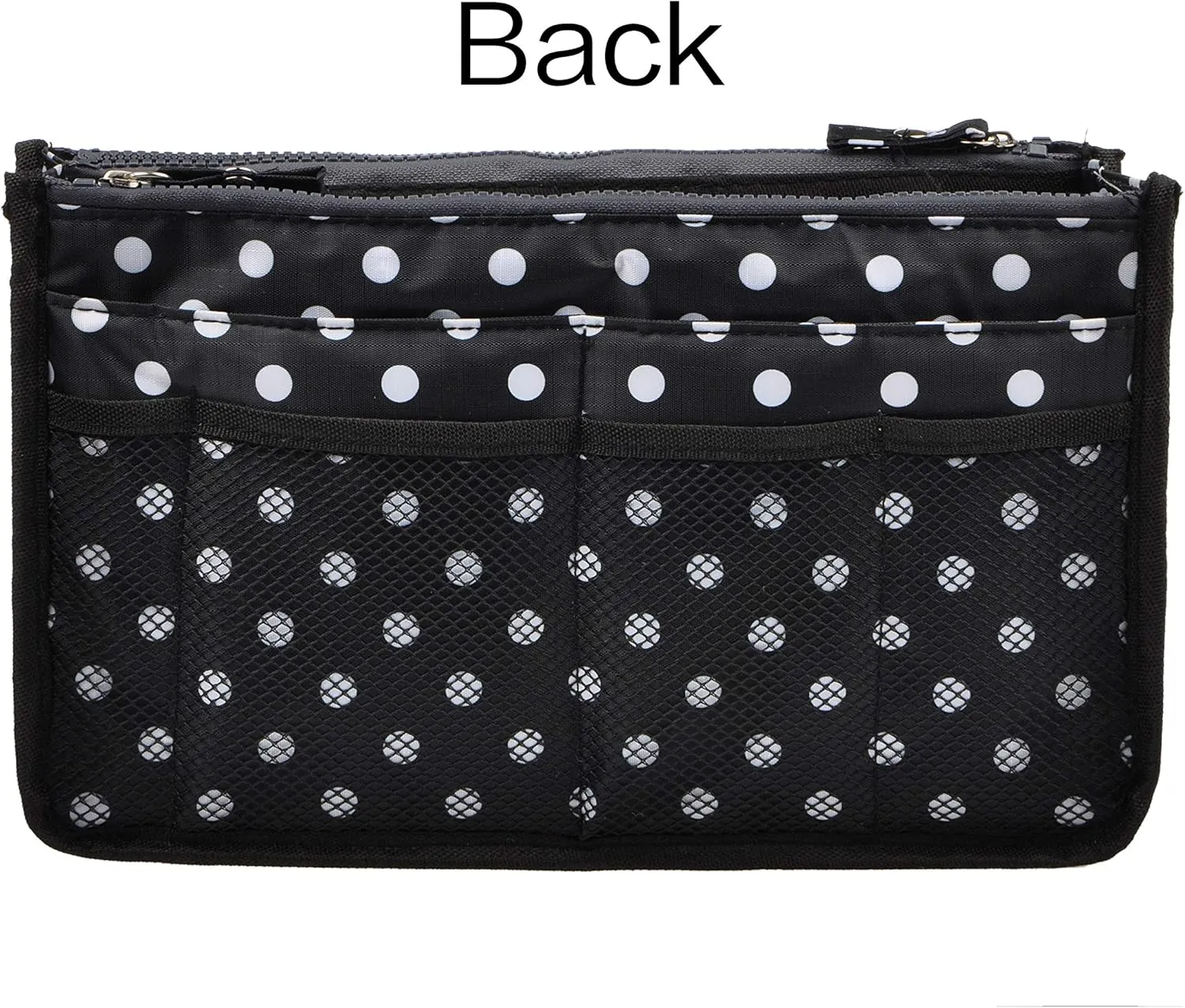 Vercord Updated Purse Handbag Organizer Insert Liner Bag in Bag 13 Pockets Black Dot Small