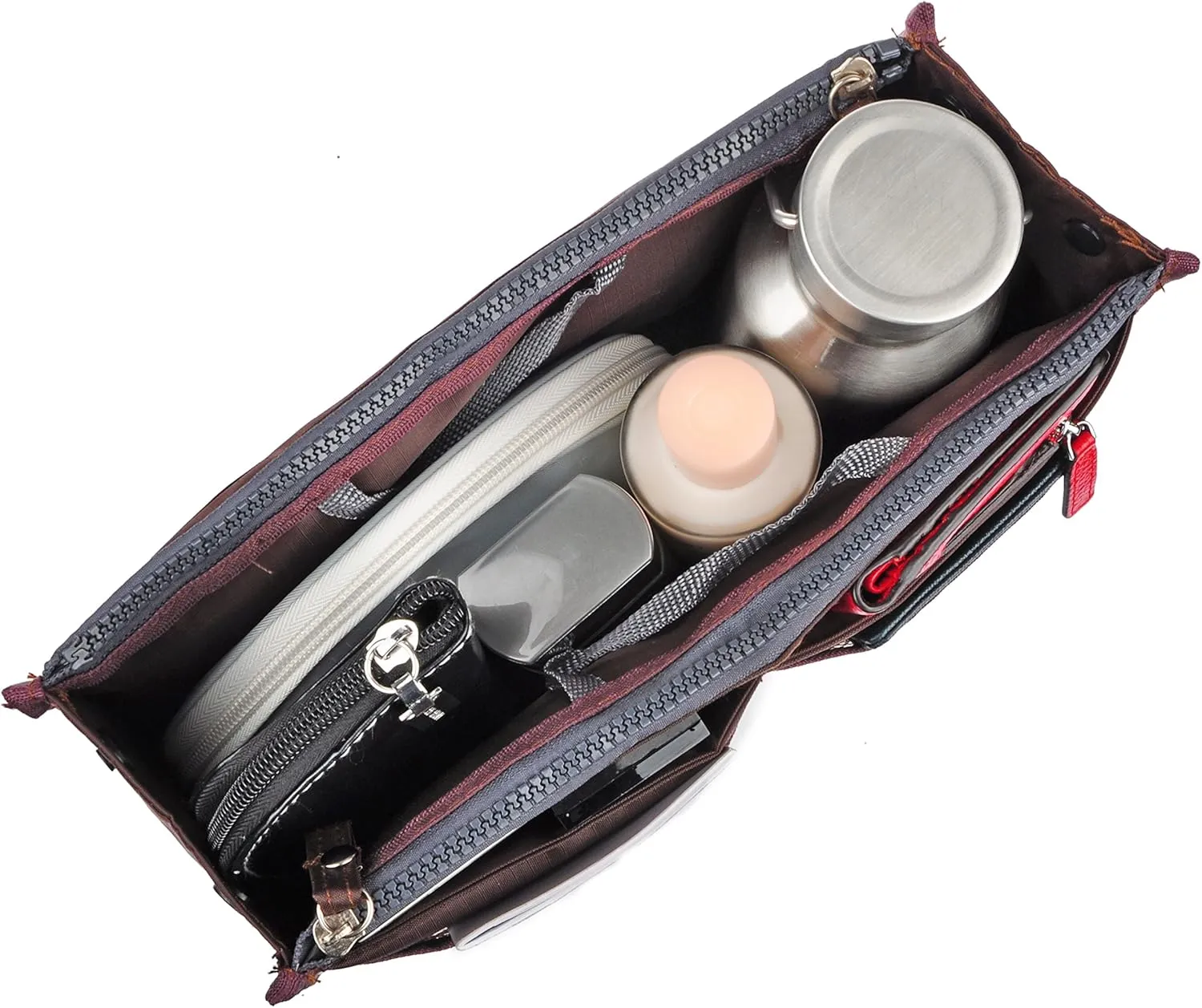 Vercord Updated Purse Handbag Organizer Insert Liner Bag in Bag 13 Pockets Coffee Medium
