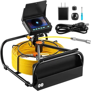 VEVOR Sewer Camera, 65.6 ft/20 m, 4.3" Pipe Drain Inspection Camera with DVR Function and LED Lights, Waterproof IP68 Borescope, Industrial Endoscope for Home Wall Duct Drain Pipe Plumbing