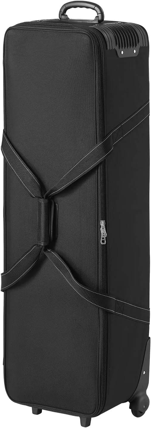 VEVOR Studio Equipment Trolley Case, Rolling Camera Bag, Carrying Bag with Wheels Straps Padded Compartment Handle, for Light Stands, Tripods, Telescopes