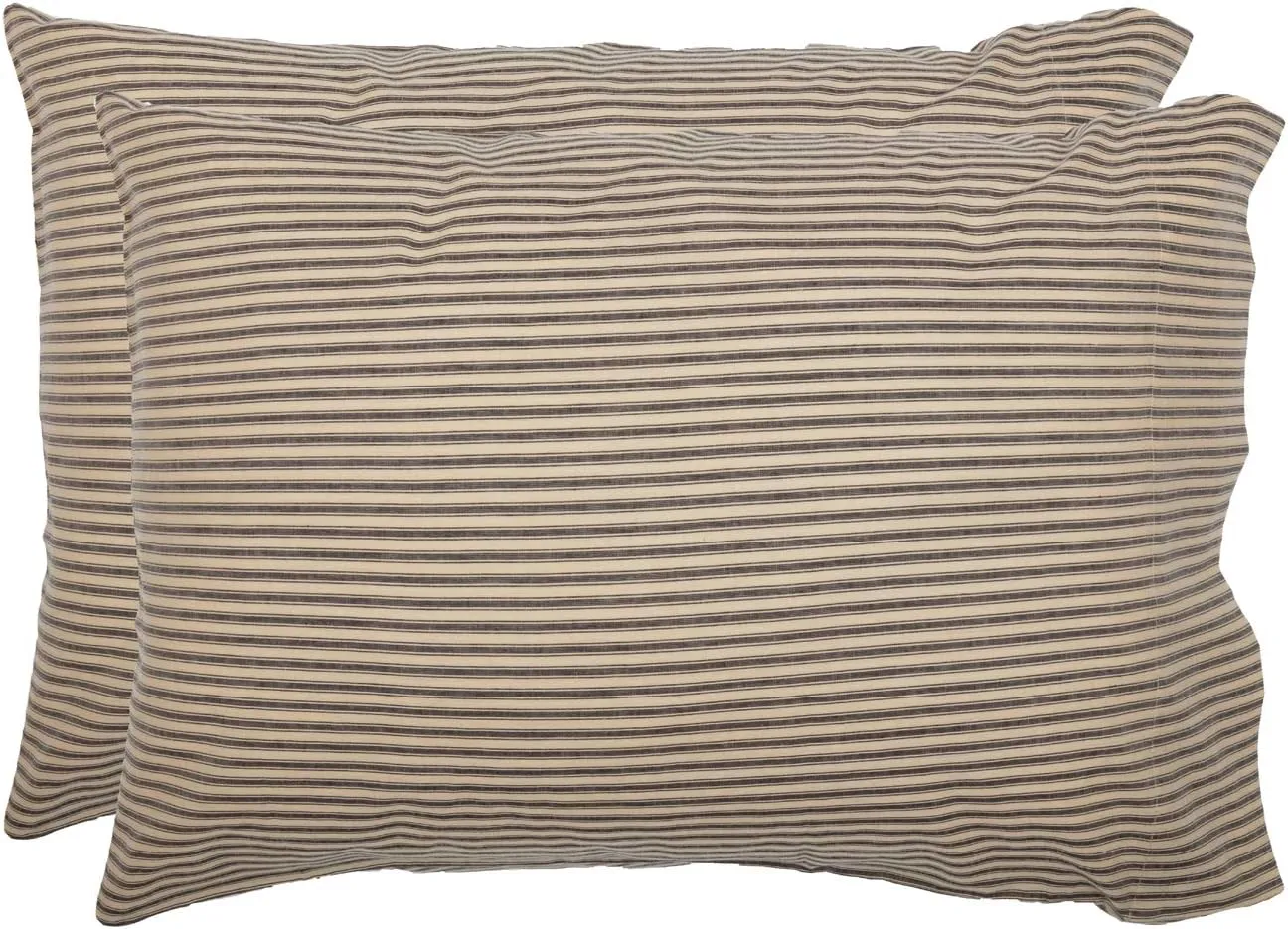 VHC Brands Sawyer Mill Ticking Stripe Pillowcase, Charcoal Gray, 21x30, Set of 2