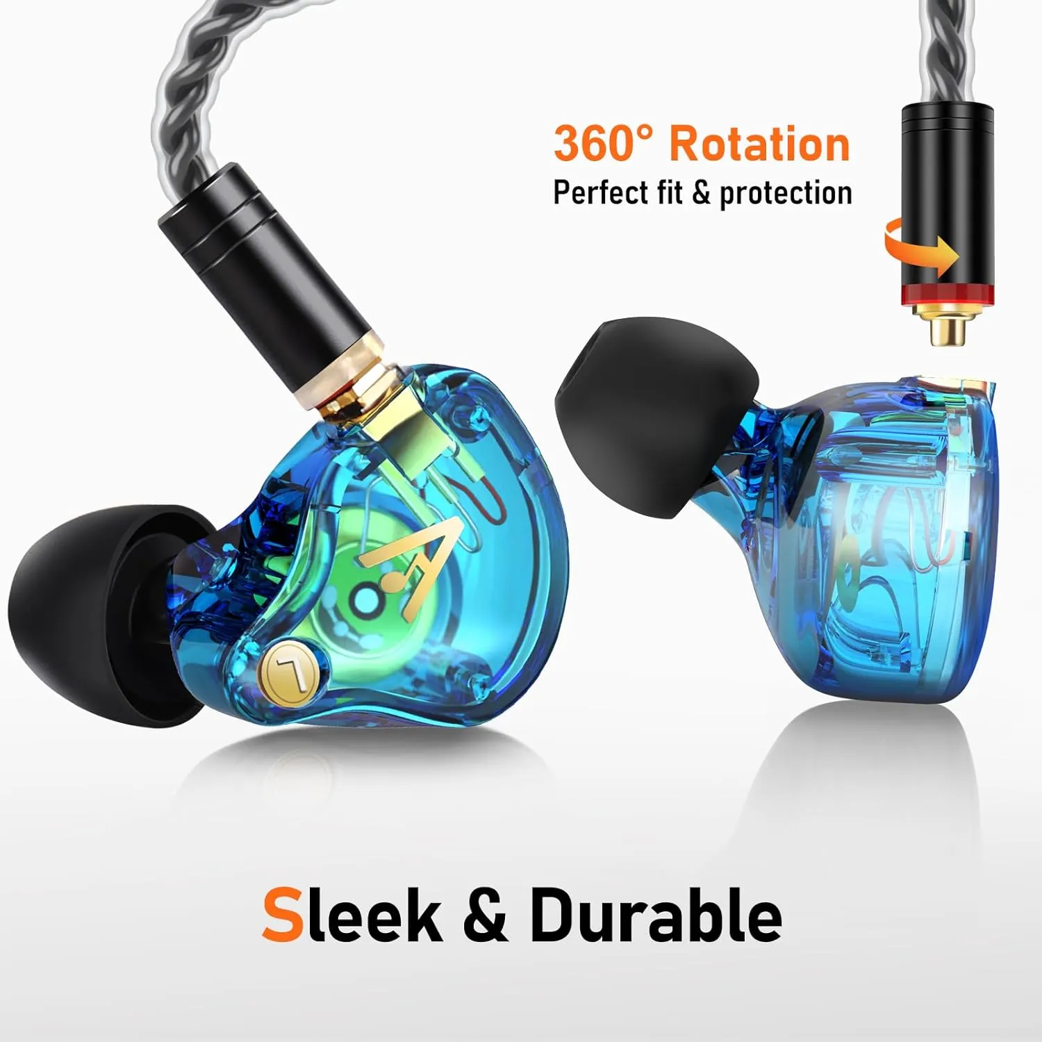 Vibes 202 Wired Earbuds - HiFi in Ear Monitor Headphones – Professional Noise-Isolating Ear Buds - Clear Sound, Deep Bass & Comfort-Fit IEM Earphones - MMCX to 3.5mm, Silver Plated Cord, Carrying Case
