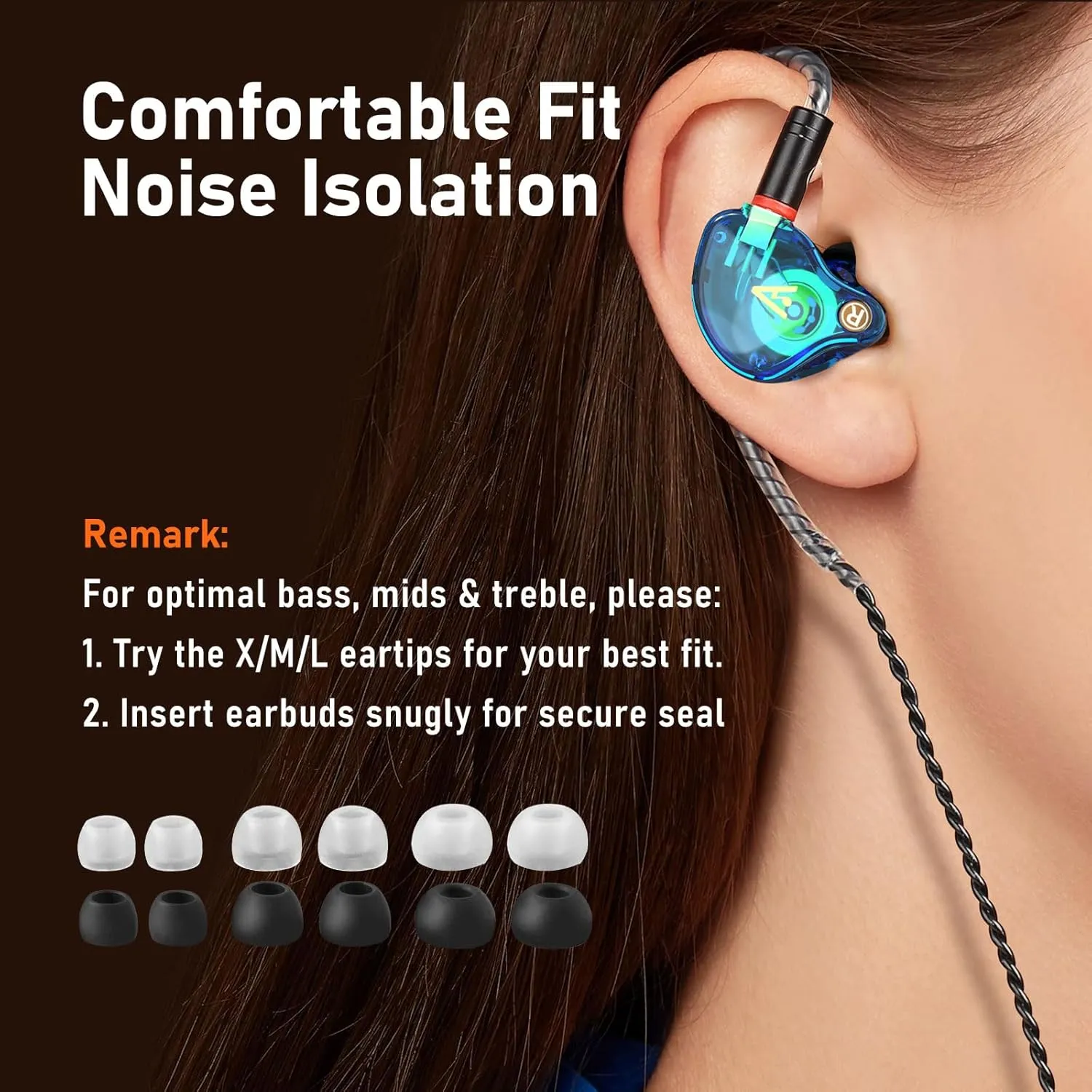 Vibes 202 Wired Earbuds - HiFi in Ear Monitor Headphones – Professional Noise-Isolating Ear Buds - Clear Sound, Deep Bass & Comfort-Fit IEM Earphones - MMCX to 3.5mm, Silver Plated Cord, Carrying Case