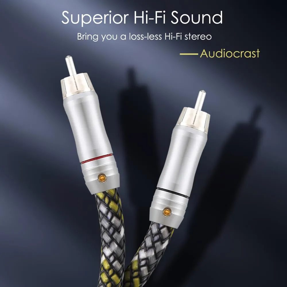Viborg Audiocrast A52 HI-End 6N OFC Copper RCA to RCA Audio Cable Home Theater DVD 2RCA HiFi Cable CD Amplifier (1M)