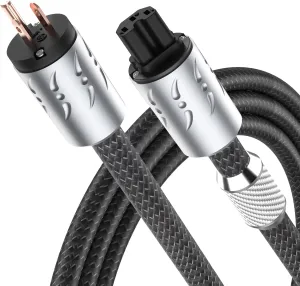 Viborg Audiophile Power Cable, 5FT HiFi Power Cord US AC Hi-end Power Wire, 2x9AWG, 16pcs Multiplex Copper, PTFE Insulation Mains Cord with US IEC C15 Connector