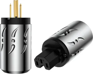 Viborg HiFi Power Plug, VM502G VF502G, Gold-plated Pure Copper Non-Magnetic, AC Mains Plug, Audio Power Plug, Aluminum Alloy Hi-End US Power Plug IEC C15 Power Connector for DIY Audiophile Power Cable