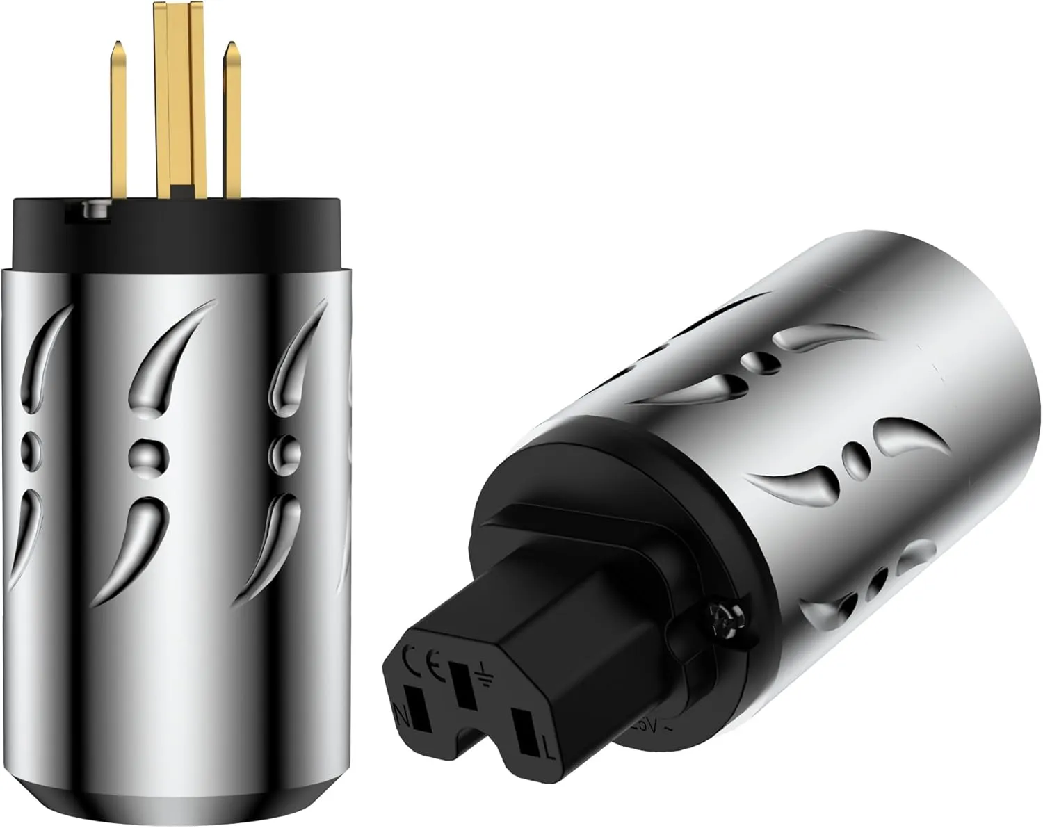 Viborg HiFi Power Plug, VM502G VF502G, Gold-plated Pure Copper Non-Magnetic, AC Mains Plug, Audio Power Plug, Aluminum Alloy Hi-End US Power Plug IEC C15 Power Connector for DIY Audiophile Power Cable
