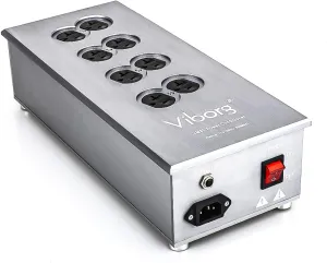 Viborg VM80 AC Power Filter - Amp HiFi Power Surge Protector - US Power Conditioner - 8 Ways Power Socket - Audiophile 8 Outlet Power Strip with Flat Plug - 3 Prongs - Grounded - 5FT Power Cord