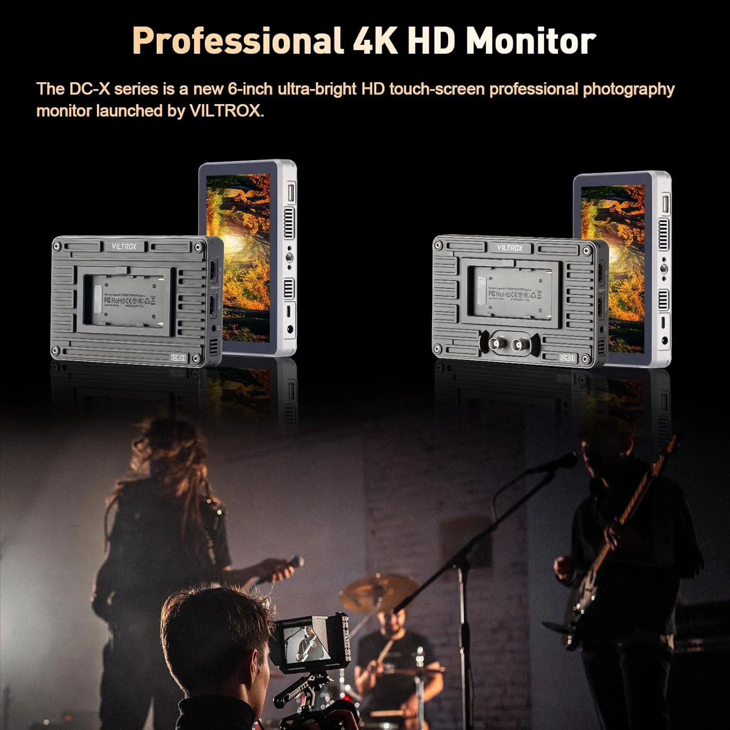 VILTROX DC-X3 2000Nit Camera Field Monitor - 6" 4K Touchscreen HDMI/SDI IPS DSLR Monitor with Sunshade Hood/Battery 3D LUT 160 Super Wide View Angle