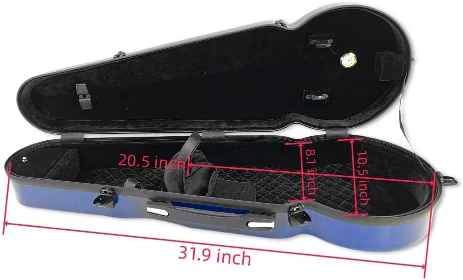 Viola Case 16 inch Carbon Fiber fit for 15-16.5 inches viola with adjustable backstraps Lightweight strong Hard shell waterproof (Blue)