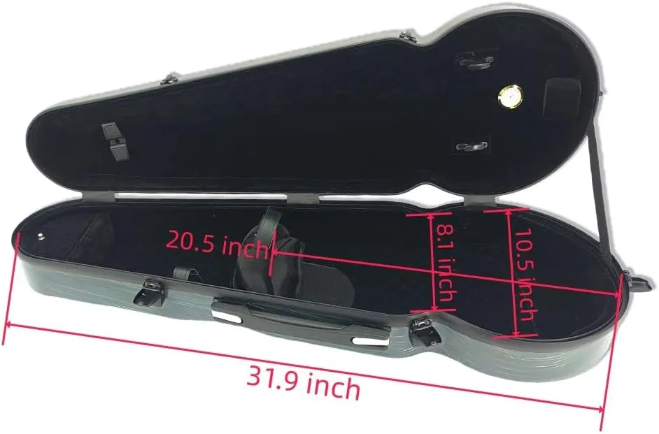 Viola Case 16 inch Carbon Fiber fit for 15-16.5 inches viola with adjustable backstraps Lightweight strong Hard shell waterproof (Multicolour)