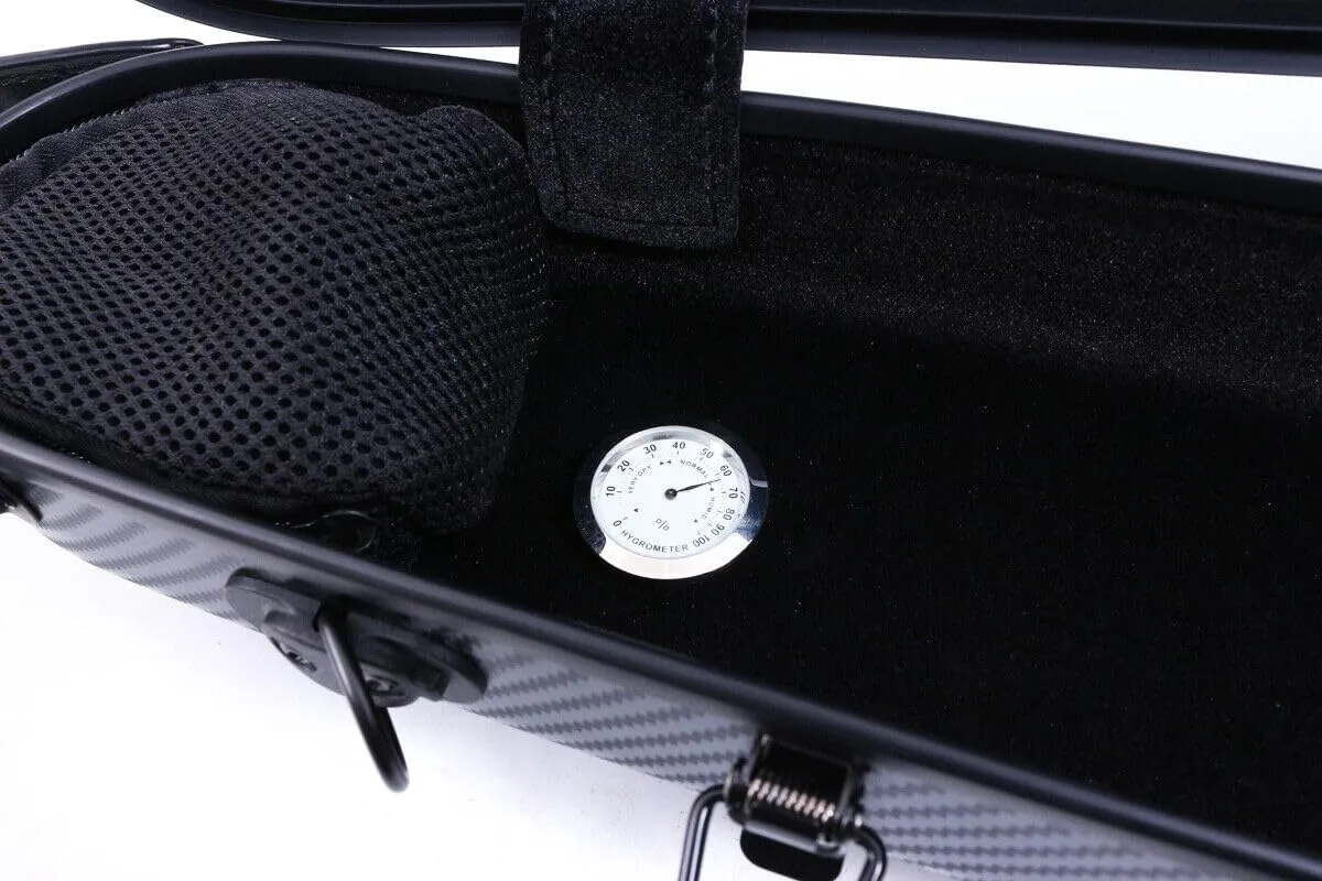 Violin Hard Case 4/4 full size Light weight Carbon fiber hard shell Sturdy Protective Violin Flight Case with Adjustable Backstraps and Convenient Locking Buckle, 1.54kg, Black