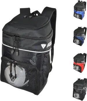 Vizari Soccer Backpack Soccer Bag | Water resistant Durable Equipment Bag for Football, Basketball, Volleyball | Cleats and Ball Compartment - Red,Blue,Black