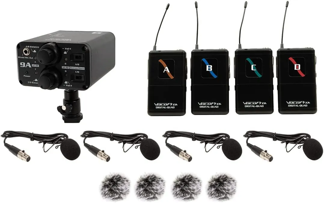 VocoPro - Portable Four Lavalier Field/Camera-Mountable Wireless Microphone System. (VCOFIELD-Quad-B4)