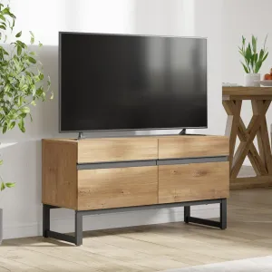 WAMPAT Modern TV Stand for TVs up to 50 inch, TV Entertainment Center Console Table with Storage Cabinet, Wood Media Console for Living Room,Oak