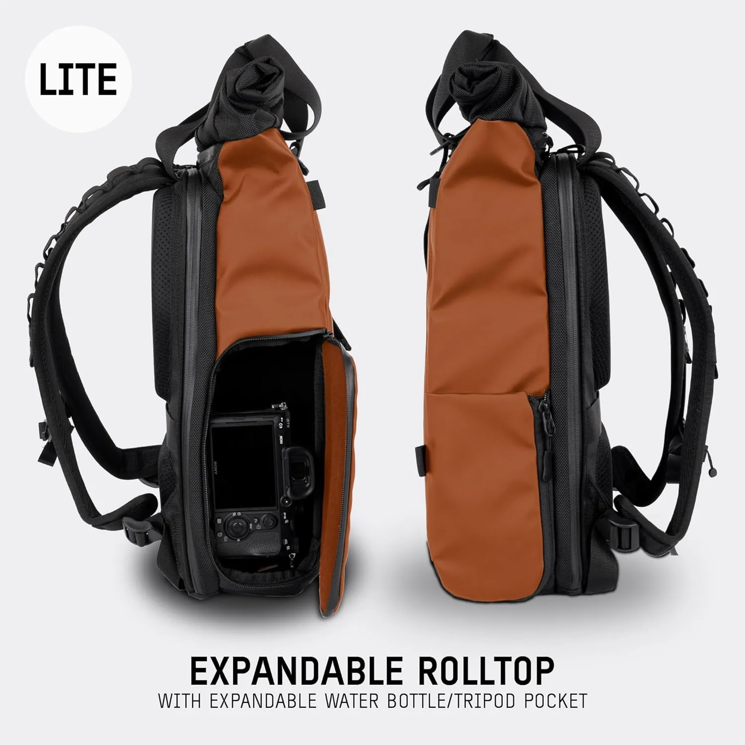 WANDRD PRVKE Lite - Photography Bag - Water Resistant Camera Backpack for Photographers - Anti-Theft Travel Bag with 14-Inch Laptop Sleeve and Fleece-Lined Pockets (Sedona Orange)