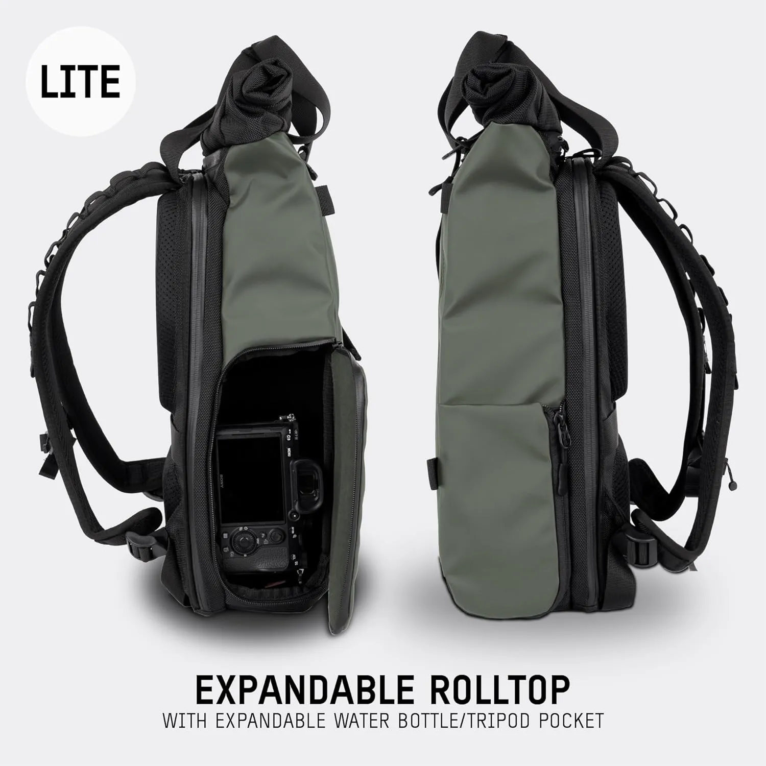 WANDRD PRVKE Lite - Photography Bag - Water Resistant Camera Backpack for Photographers - Anti-Theft Travel Bag with 14-Inch Laptop Sleeve and Fleece-Lined Pockets (Wasatch Green)